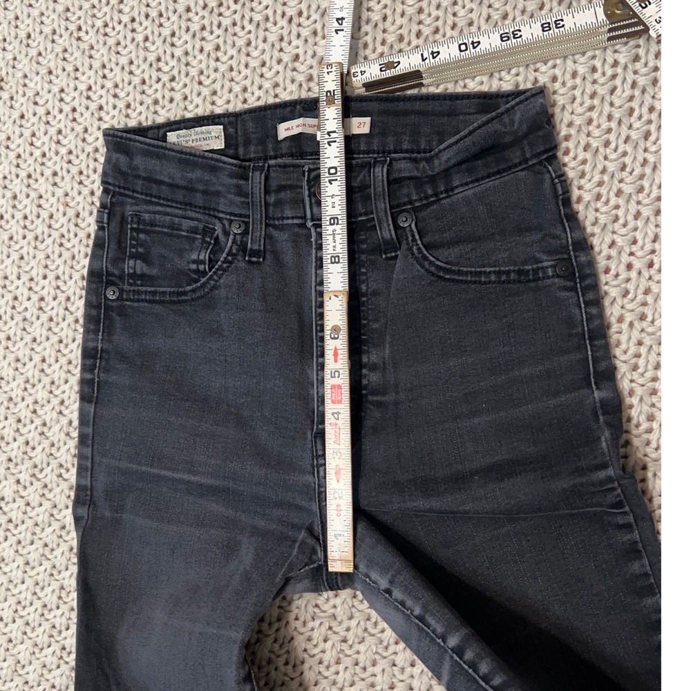 Levi's Premium Mile High Super Skinny Jeans Charcoal Black Women Size 27 - Picture 7 of 9